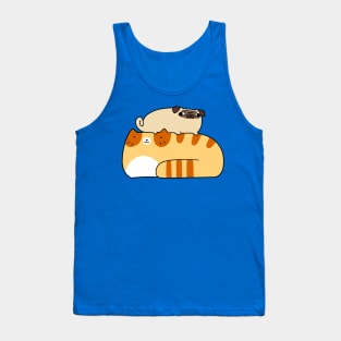 Tabby Cat and Little Pug Tank Top